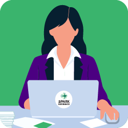 Illustration of an insurance agent working from a laptop